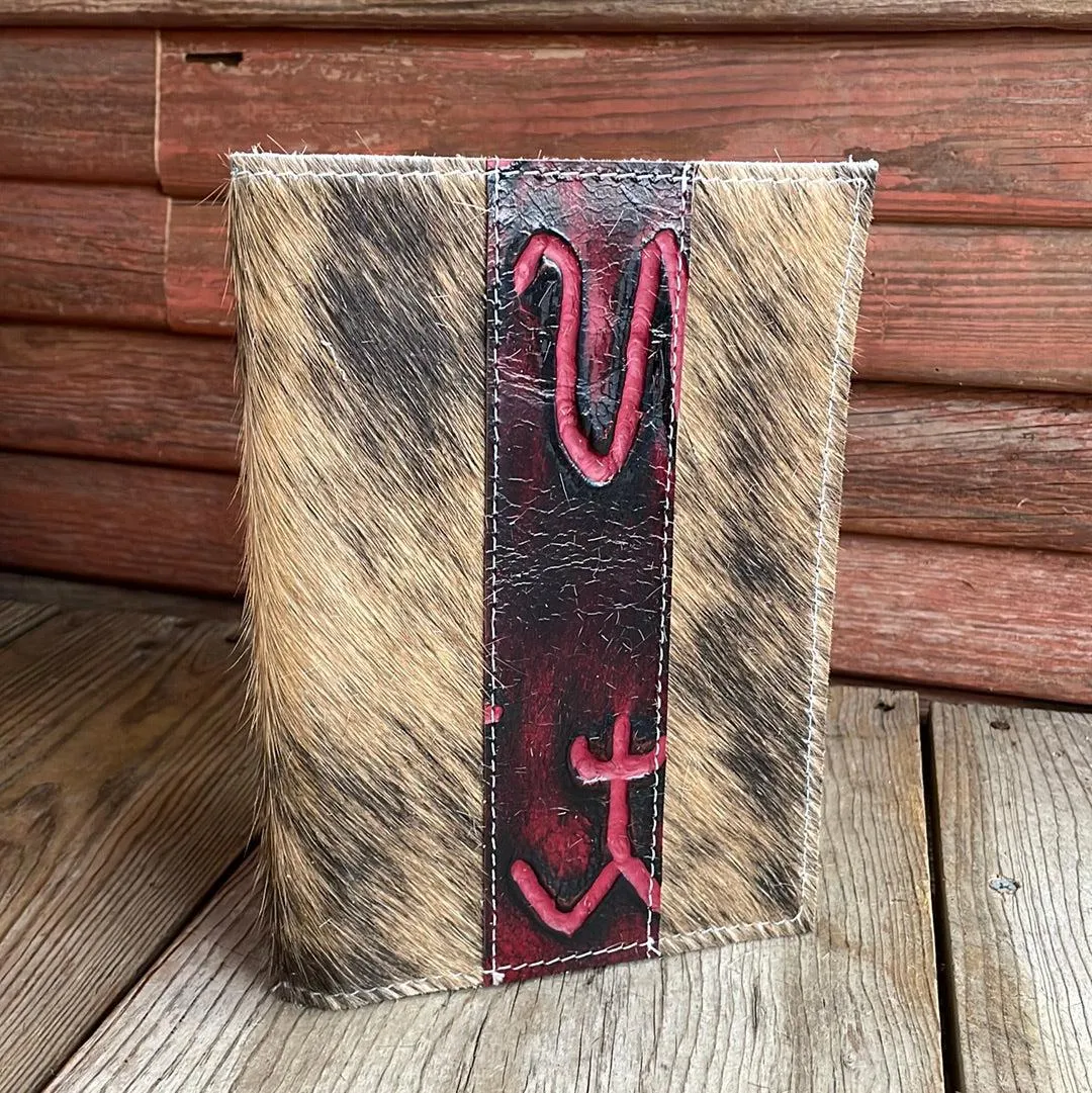 044 Small Notepad Cover - Brindle w/ Red Brands