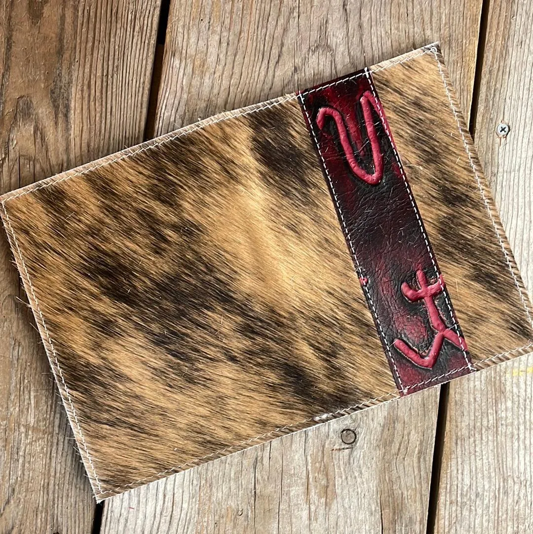 044 Small Notepad Cover - Brindle w/ Red Brands