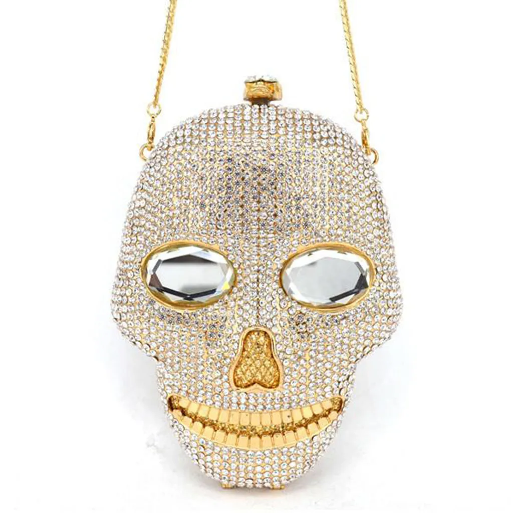 100% Handmade Luxury Skull Crystal Bag
