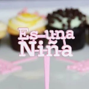 12 Pink Es Una Nina Cupcake Picks for Baby Shower Its a girl