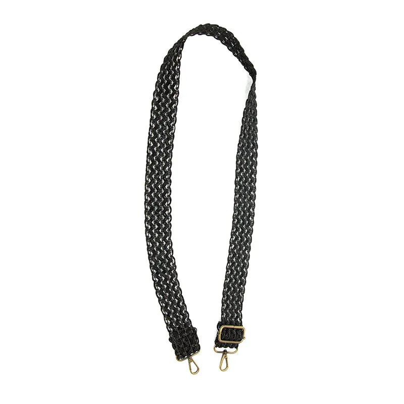 1.5" Open Weave Faux Leather Guitar Strap in Black