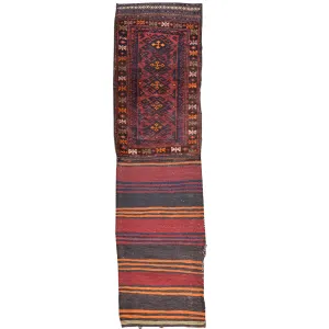 1.8 x 6.1 Hand-Knotted Traditional Handmade Vintage Saddle Bag Pure Wool Cwral-8515