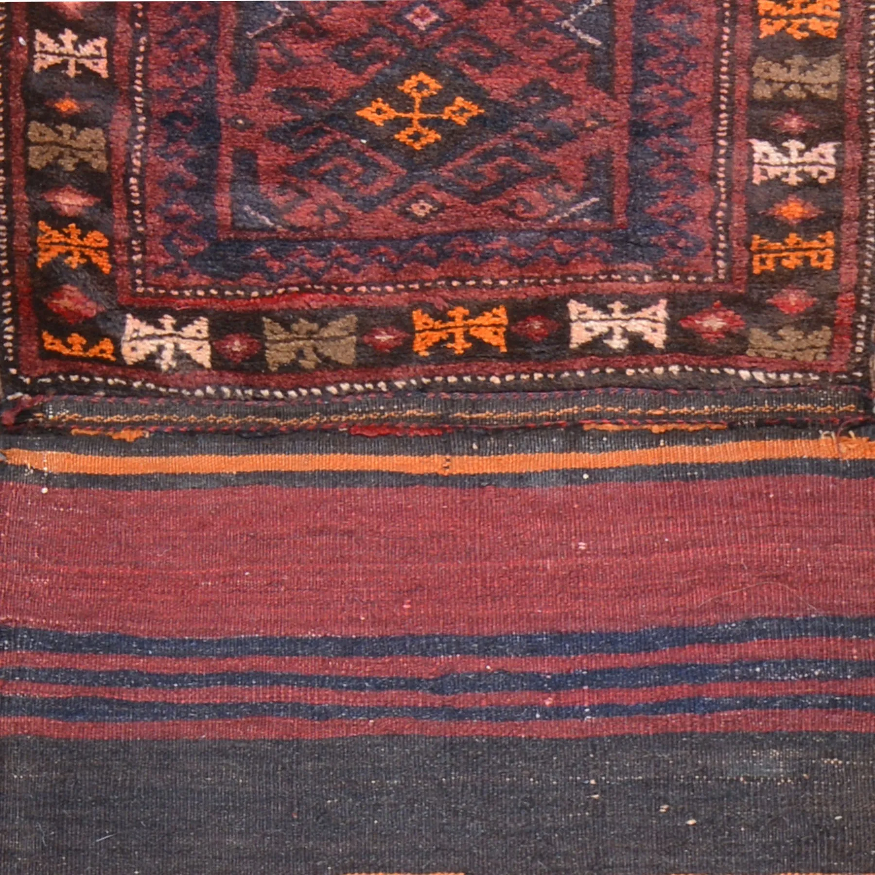 1.8 x 6.1 Hand-Knotted Traditional Handmade Vintage Saddle Bag Pure Wool Cwral-8515