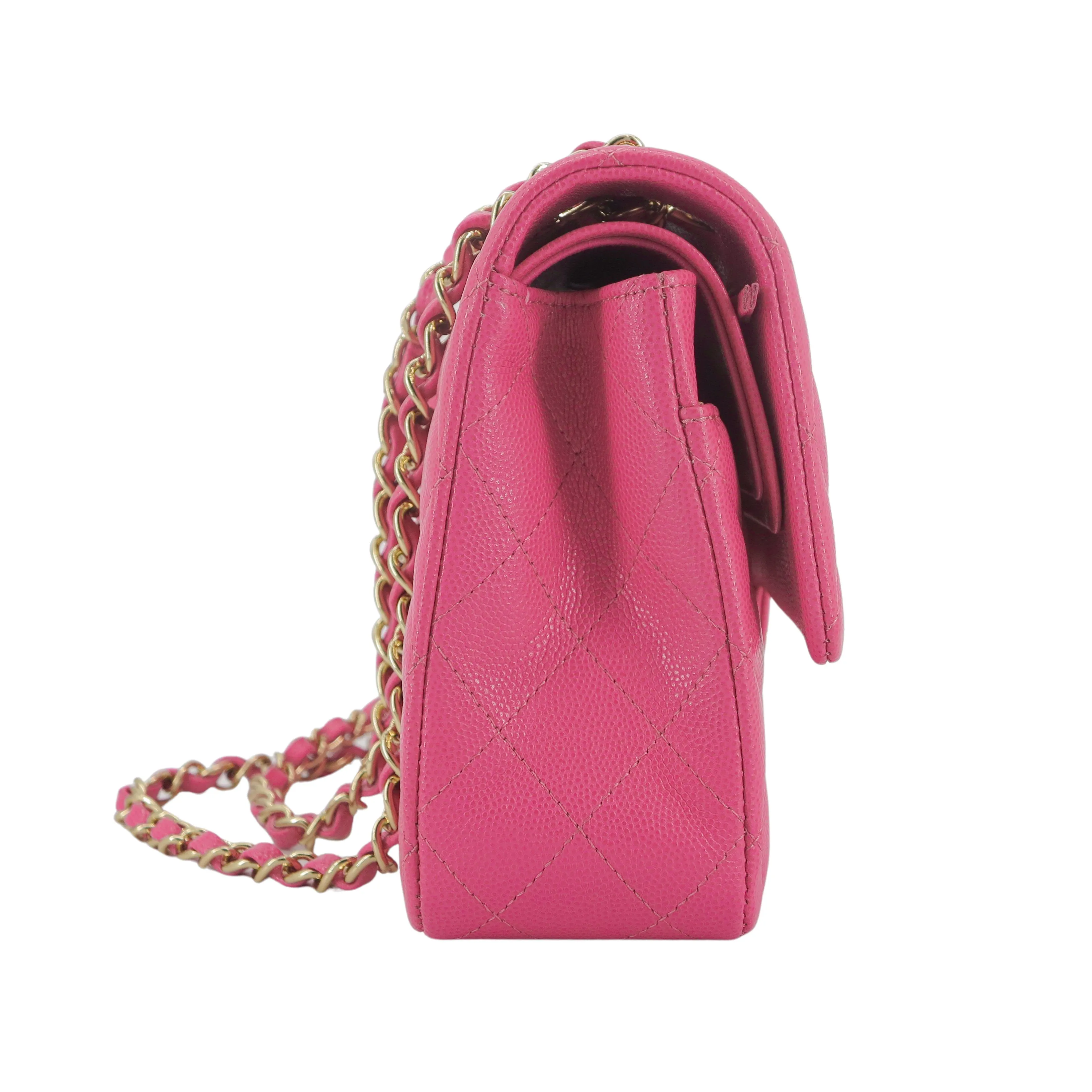 19C Barbie Pink Caviar Medium Classic Double Flap Bag