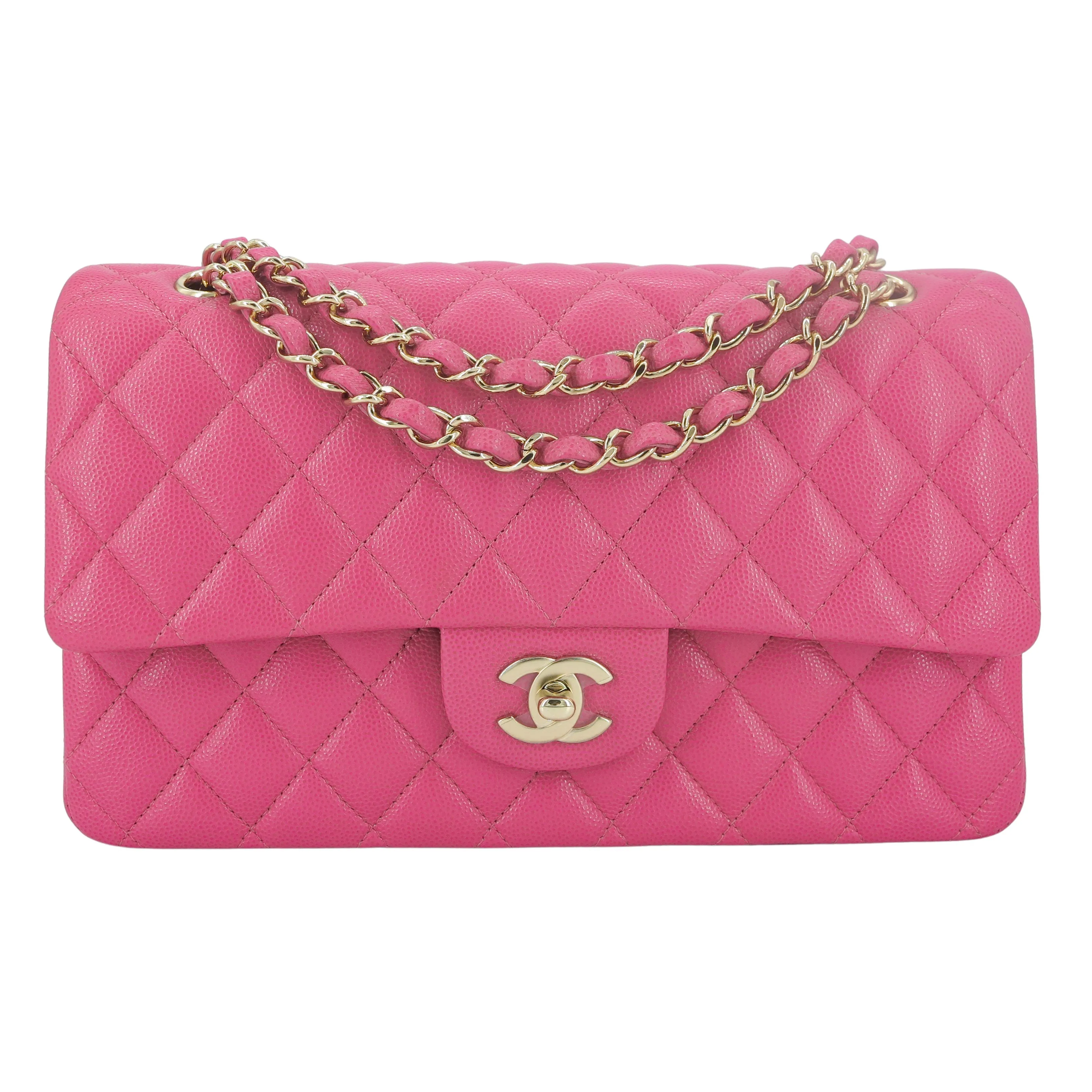 19C Barbie Pink Caviar Medium Classic Double Flap Bag