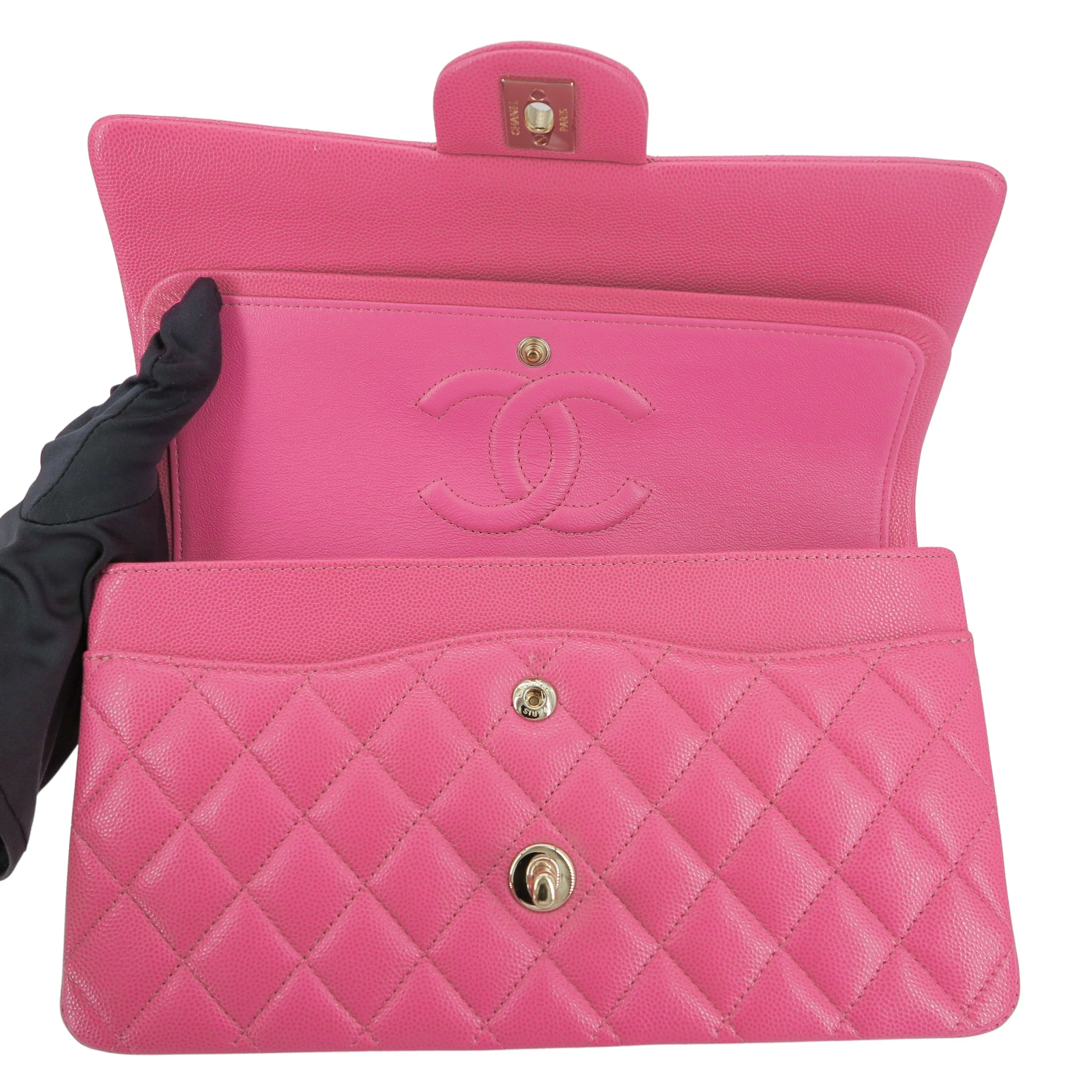 19C Barbie Pink Caviar Medium Classic Double Flap Bag