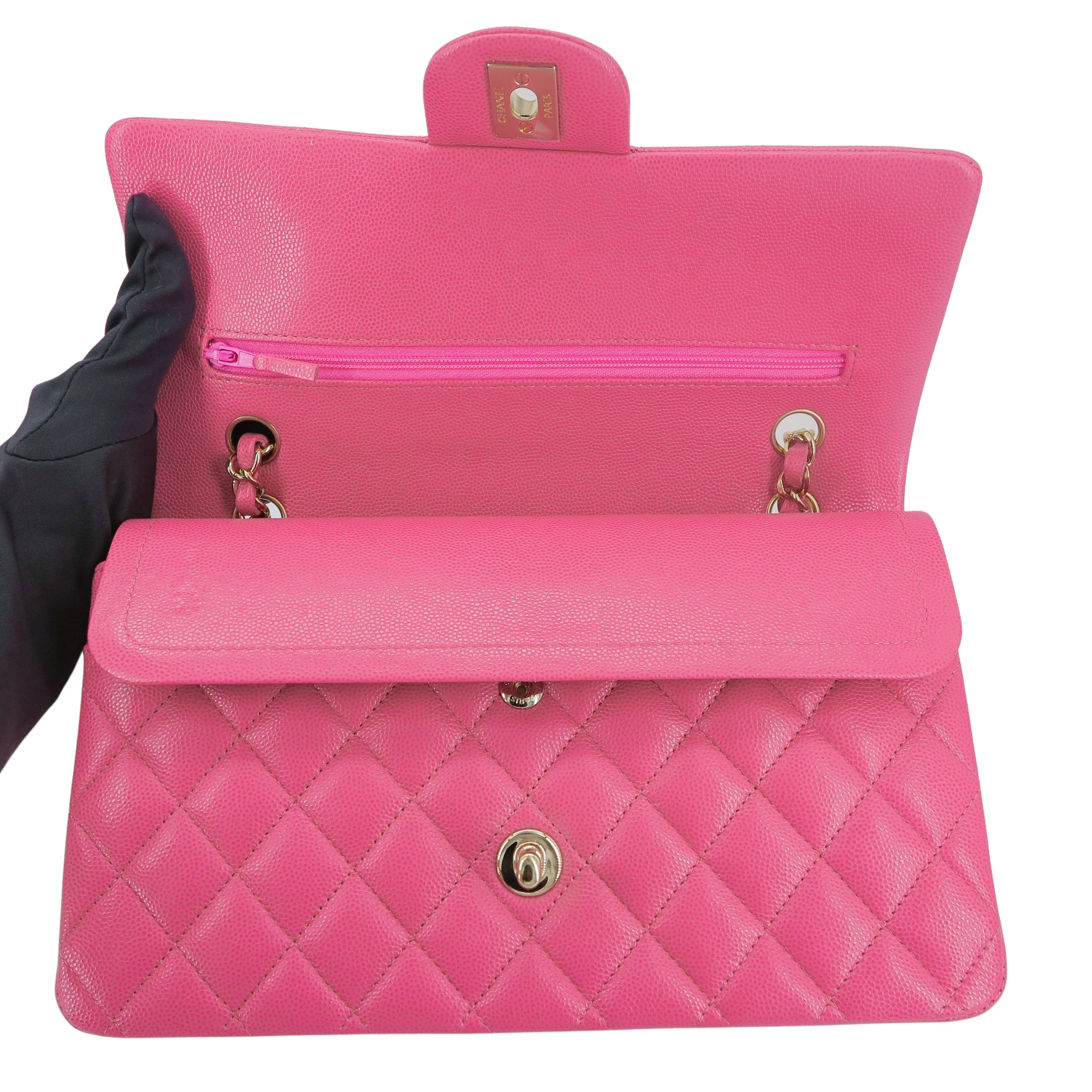 19C Barbie Pink Caviar Medium Classic Double Flap Bag