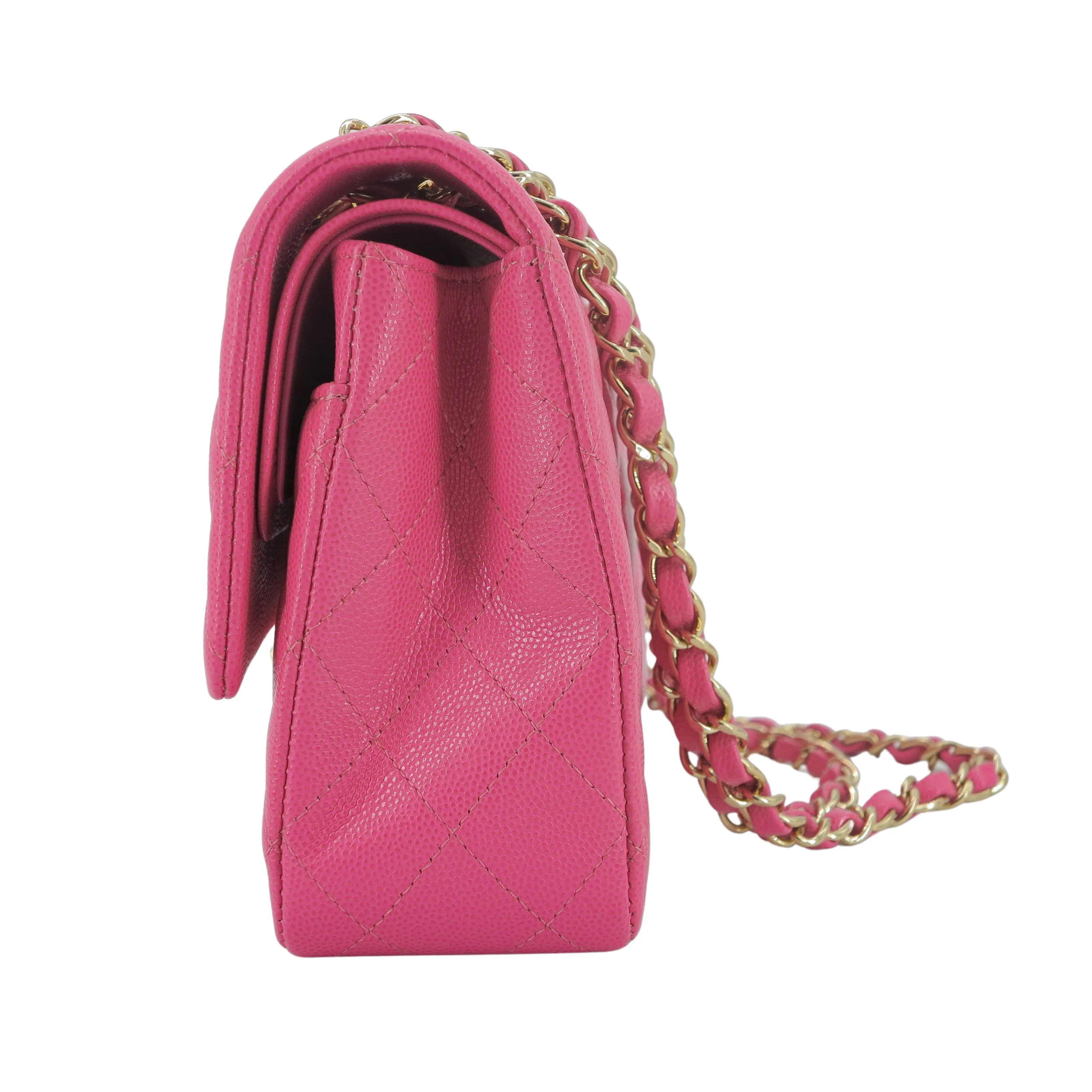 19C Barbie Pink Caviar Medium Classic Double Flap Bag