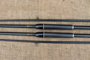 2 x Bob Morris Old School Glass Carp Fishing Rods. North Western SS4. 10'. 2lb T/C. Fuji. EX!