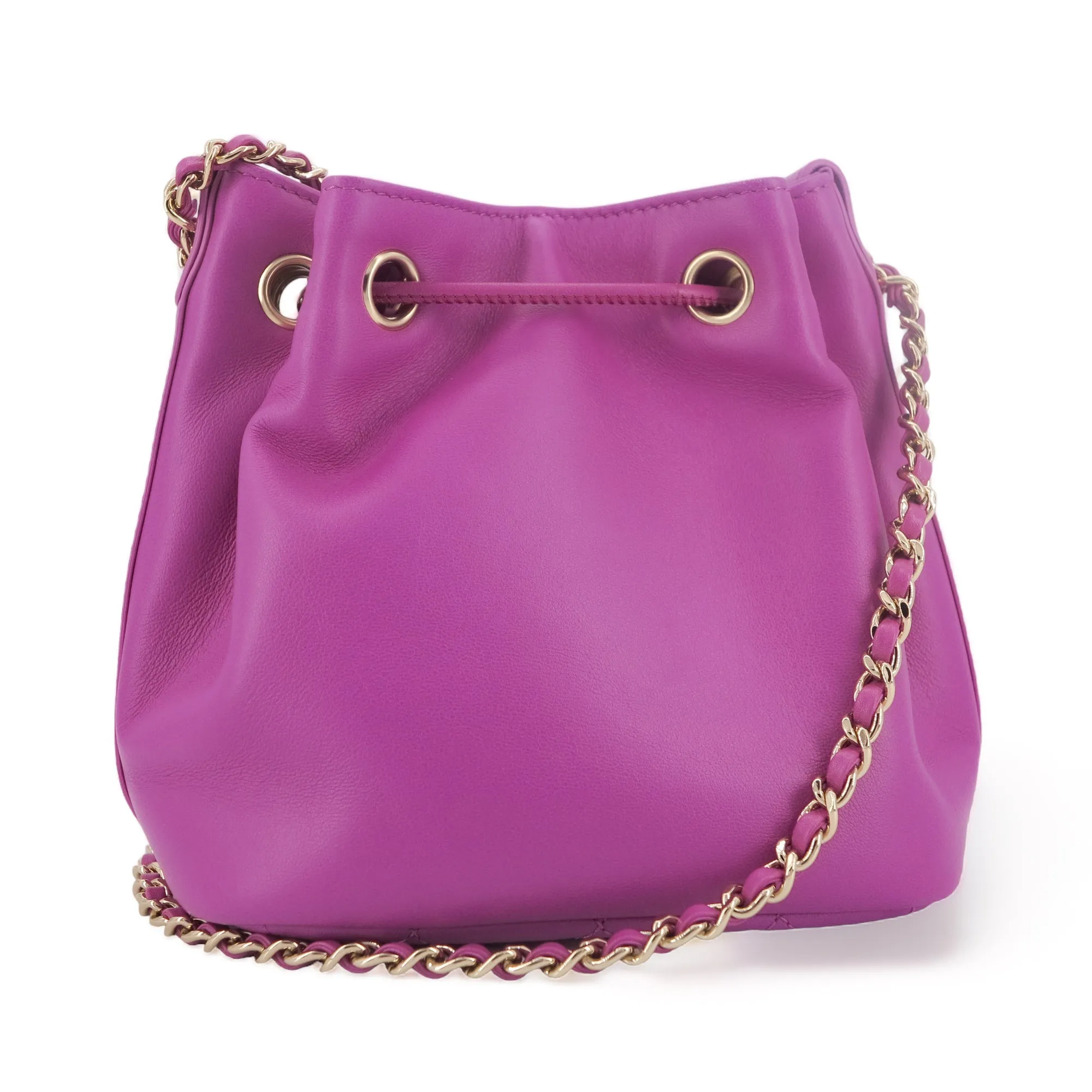 21C Embellished Crystal CC Mini Bucket Bag Purple Lambskin