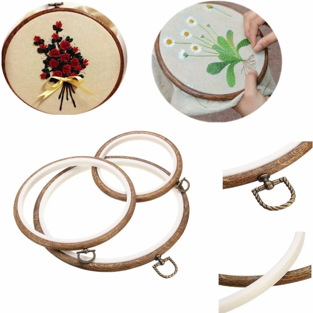 3 Pieces Vintage Embroidery Hoops