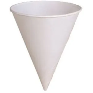 40KR Rolled-Rim Paper Cone Cups, 4oz, White, 200 Per Bag (Case of 25 Bags)