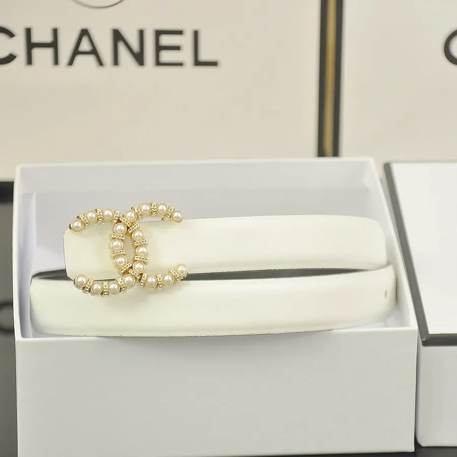 6 color luxury double C pearl rhinestone belt