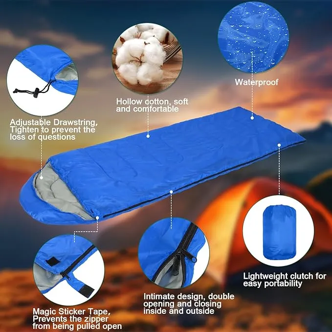 6 Pack Sleeping Bags for Adults Sleeping Bags 4 Season Warm Envelope Sleeping Bags Lightweight Waterproof Sleeping Bags with Compression Sack for Outdoor Camping Backpacking Hiking