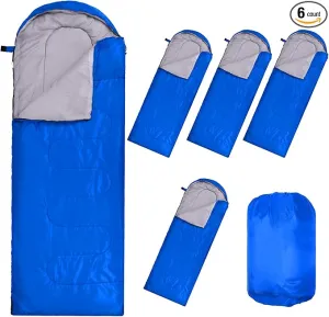 6 Pack Sleeping Bags for Adults Sleeping Bags 4 Season Warm Envelope Sleeping Bags Lightweight Waterproof Sleeping Bags with Compression Sack for Outdoor Camping Backpacking Hiking