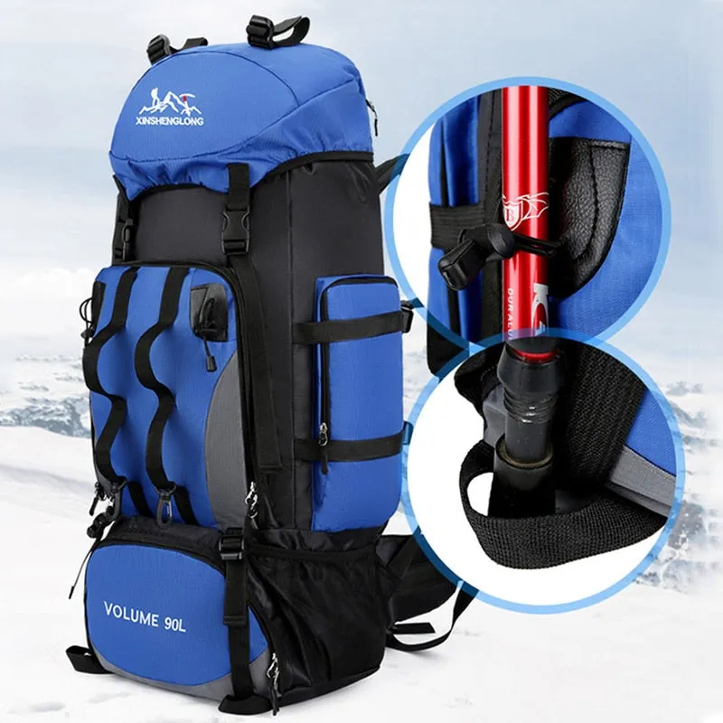 60L Outdoor Hiking Backpacks Travel Climbing Bag Waterproof Bags Trekking Camping with Rain Cove