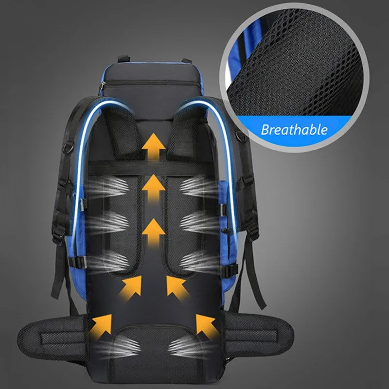 60L Outdoor Hiking Backpacks Travel Climbing Bag Waterproof Bags Trekking Camping with Rain Cove
