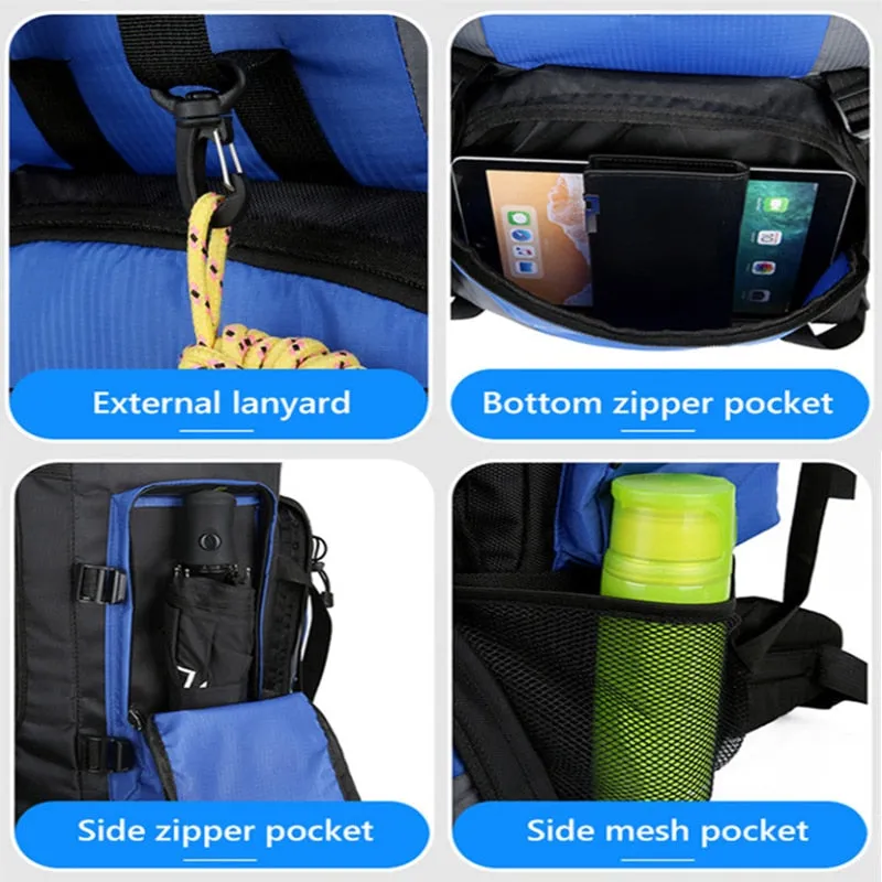 60L Outdoor Hiking Backpacks Travel Climbing Bag Waterproof Bags Trekking Camping with Rain Cove
