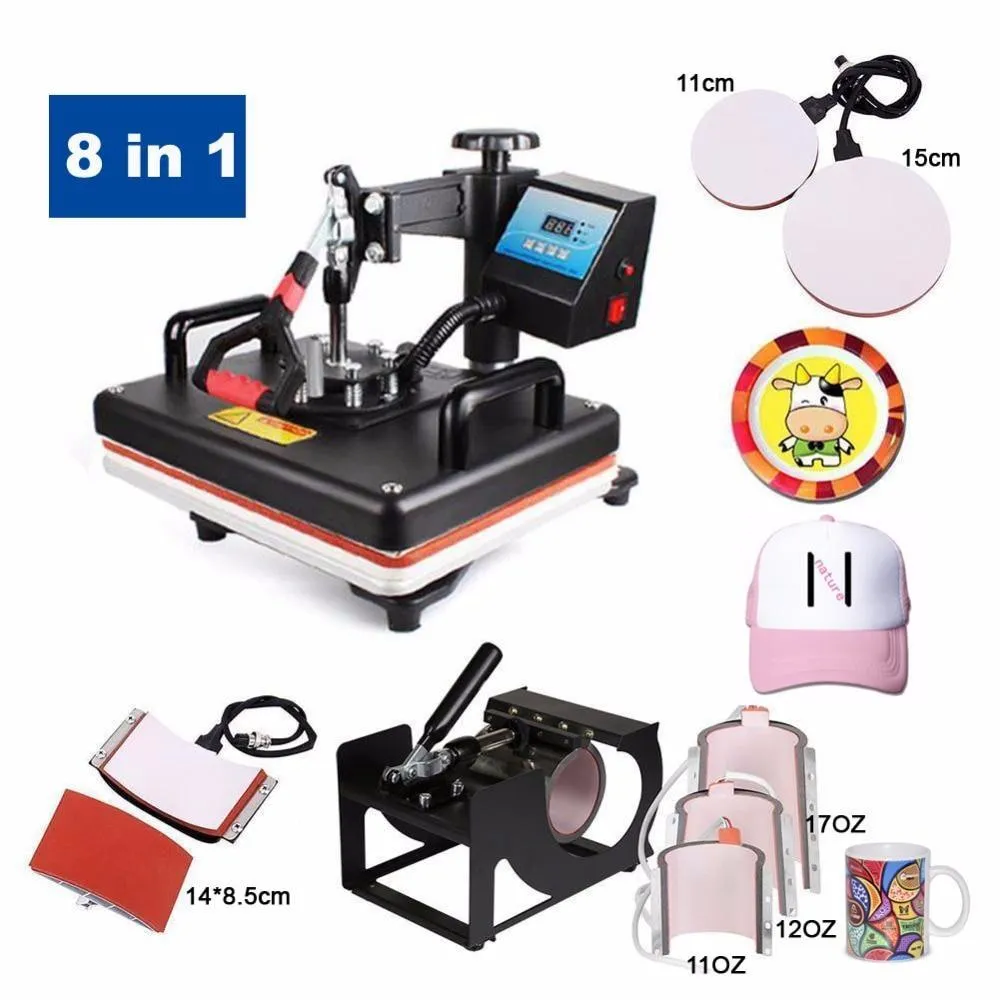 8-in-1 Print-Transfer Machine (for Mug, Cap, T shirt, Phone Cases, Plate, Bags & More)