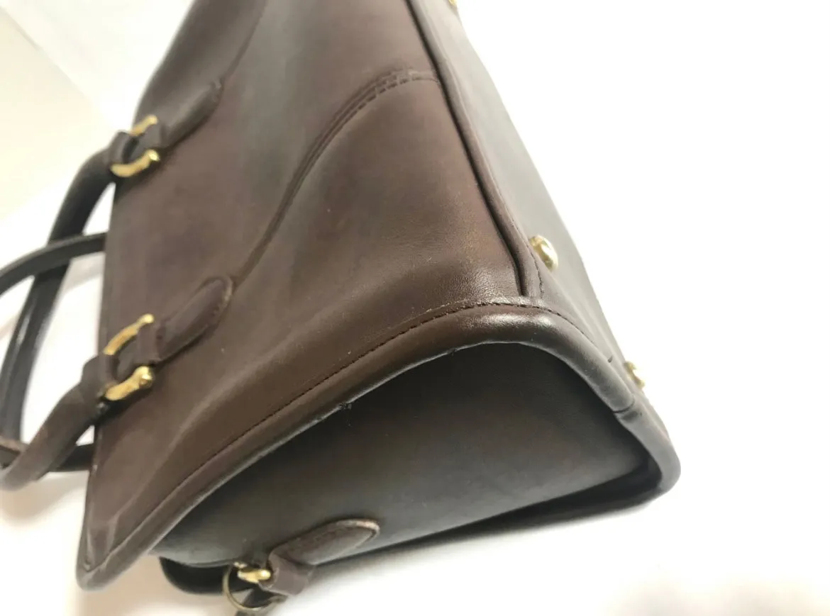 80's Vintage COACH dark brown leather handbag, purse. Made in USA Classic unisex purse. 060820r1