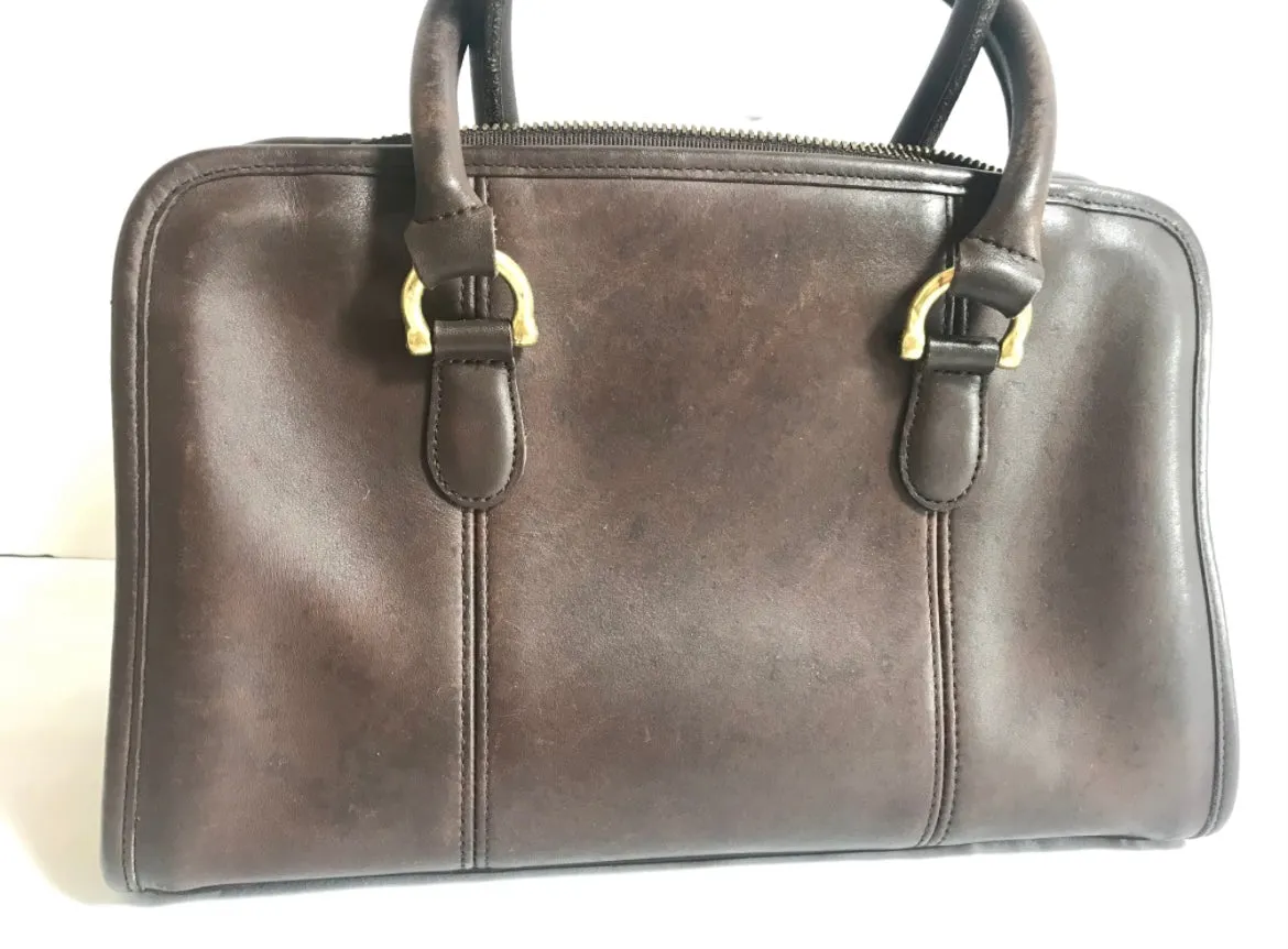 80's Vintage COACH dark brown leather handbag, purse. Made in USA Classic unisex purse. 060820r1
