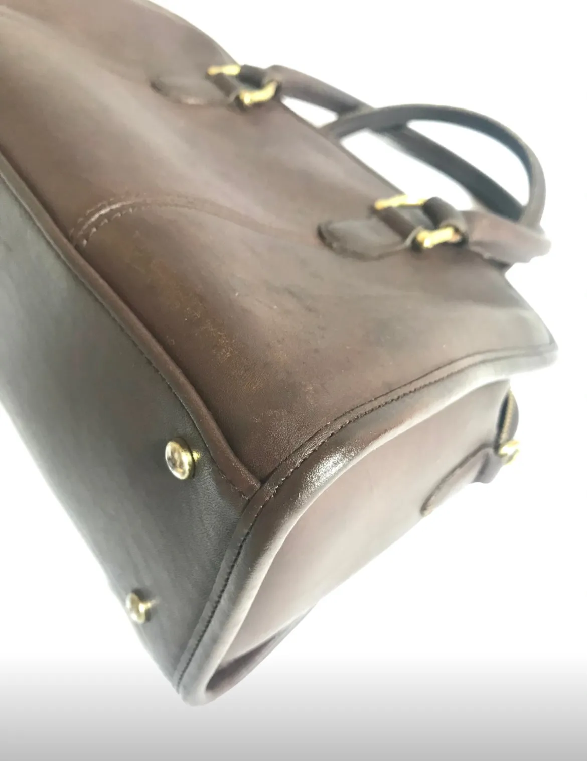 80's Vintage COACH dark brown leather handbag, purse. Made in USA Classic unisex purse. 060820r1