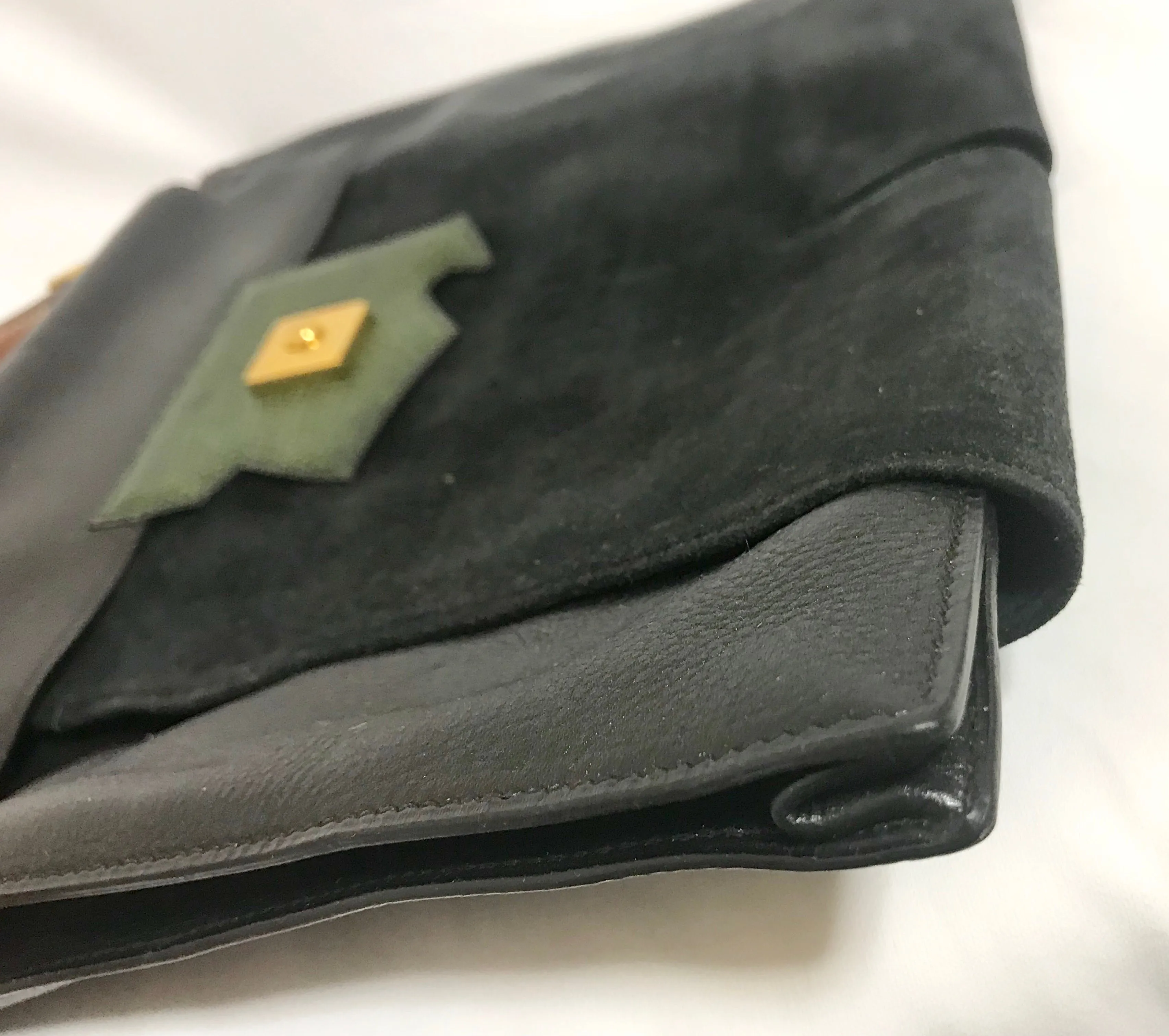 80's Vintage HERMES business portfolio bag, president in calf, suede, lizard. Stamp R, 1988. Limited edition back in the era. Unisex