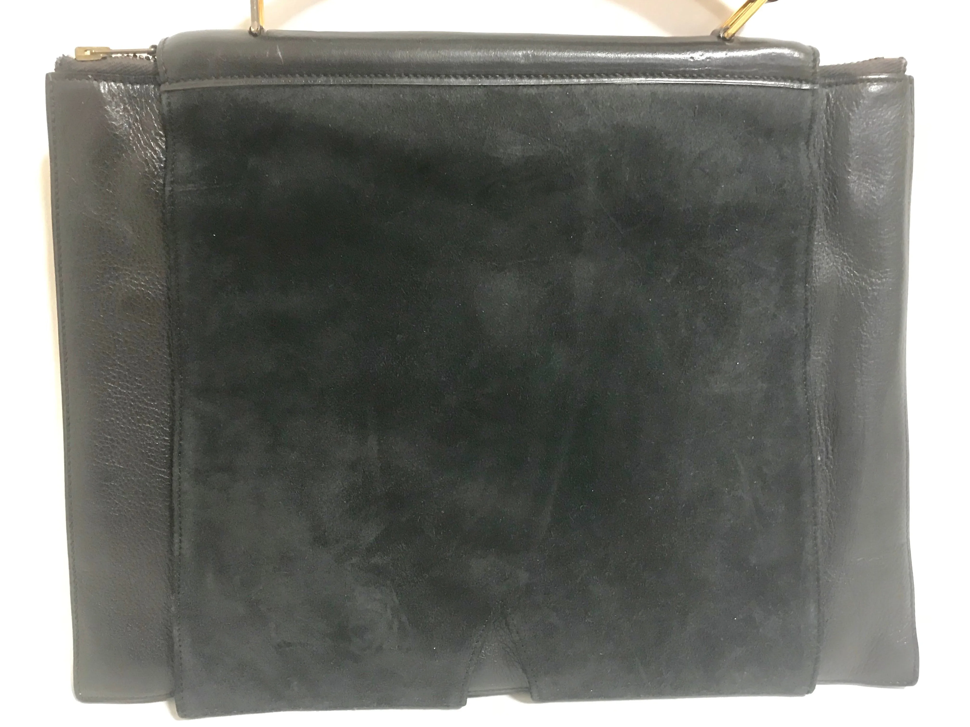 80's Vintage HERMES business portfolio bag, president in calf, suede, lizard. Stamp R, 1988. Limited edition back in the era. Unisex