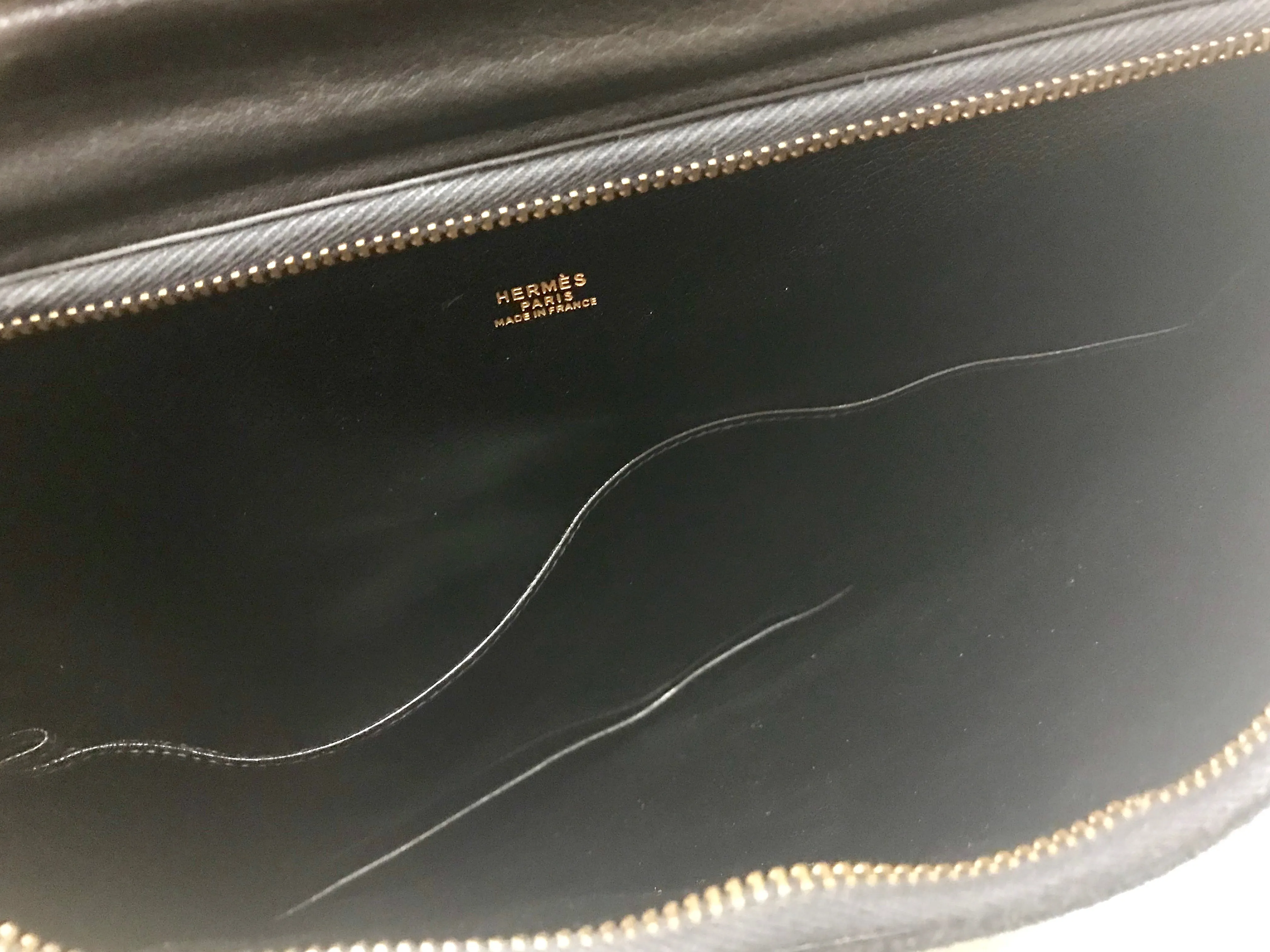 80's Vintage HERMES business portfolio bag, president in calf, suede, lizard. Stamp R, 1988. Limited edition back in the era. Unisex