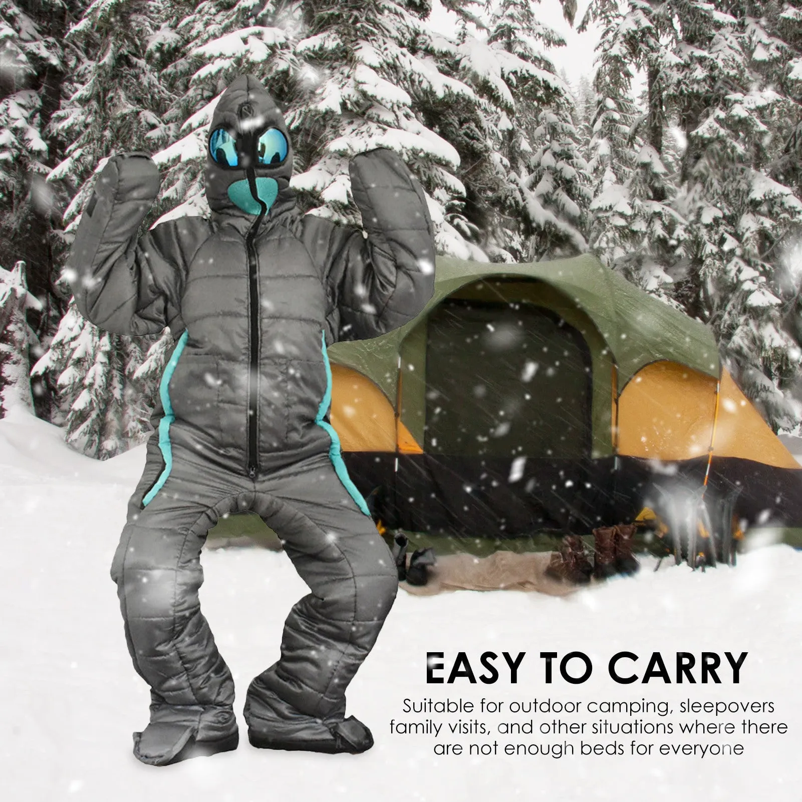 Alien Sleeping Bag Polyester Fiber Wearable Lazy Bag Comfortable Durable Sleeping Bag Funny Full Body Rest Bags Warm Hiking Tool