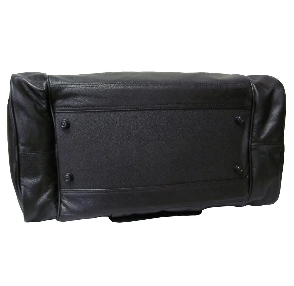 Amerileather Black Leather 20-inch Dual Zippered Duffel Bag
