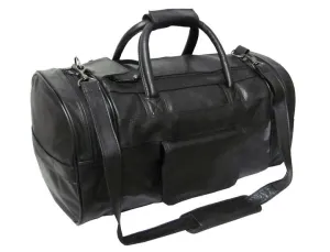 Amerileather Black Leather 20-inch Dual Zippered Duffel Bag