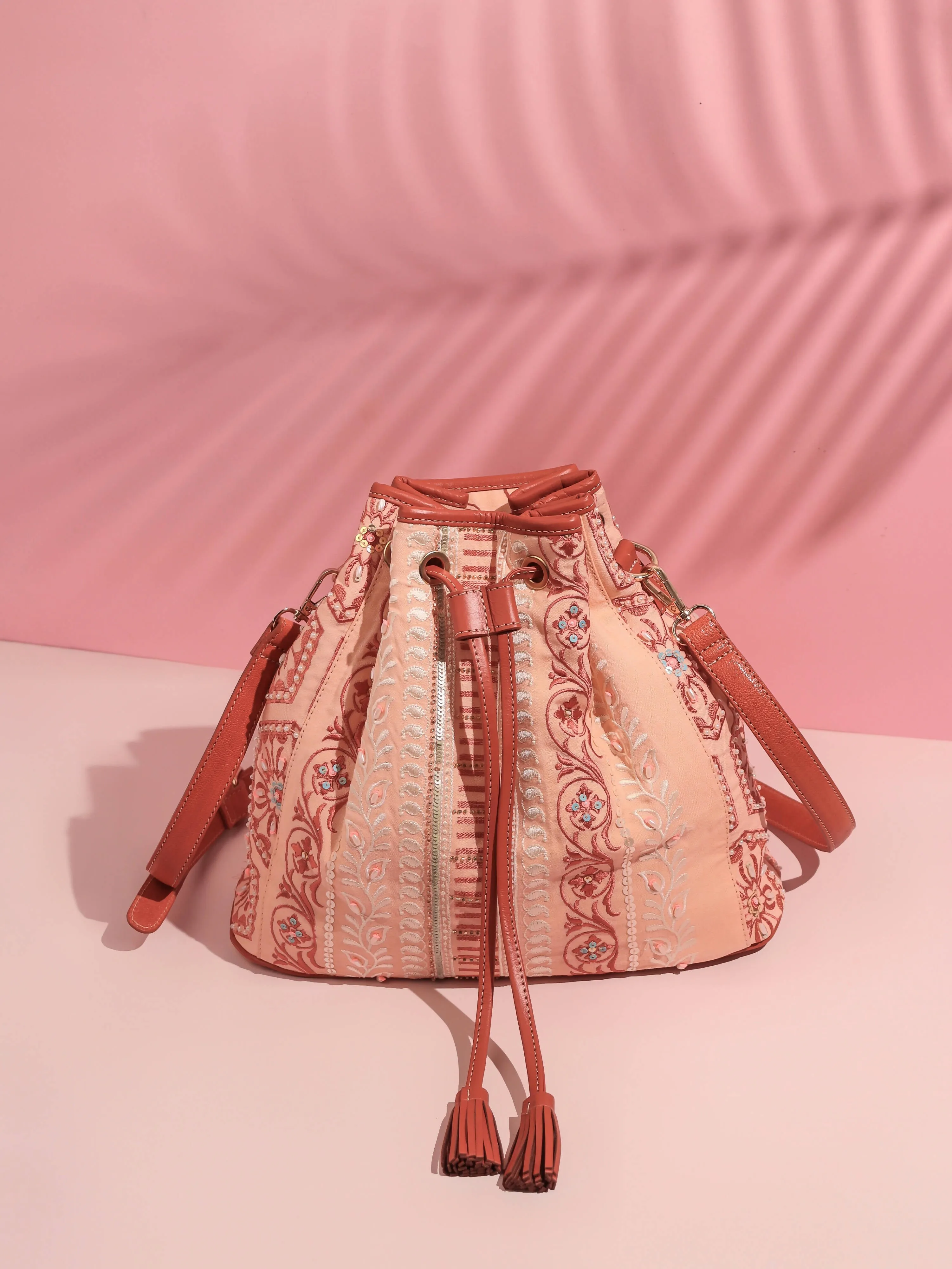Artisan-Crafted Embroidered Drawstring Bag