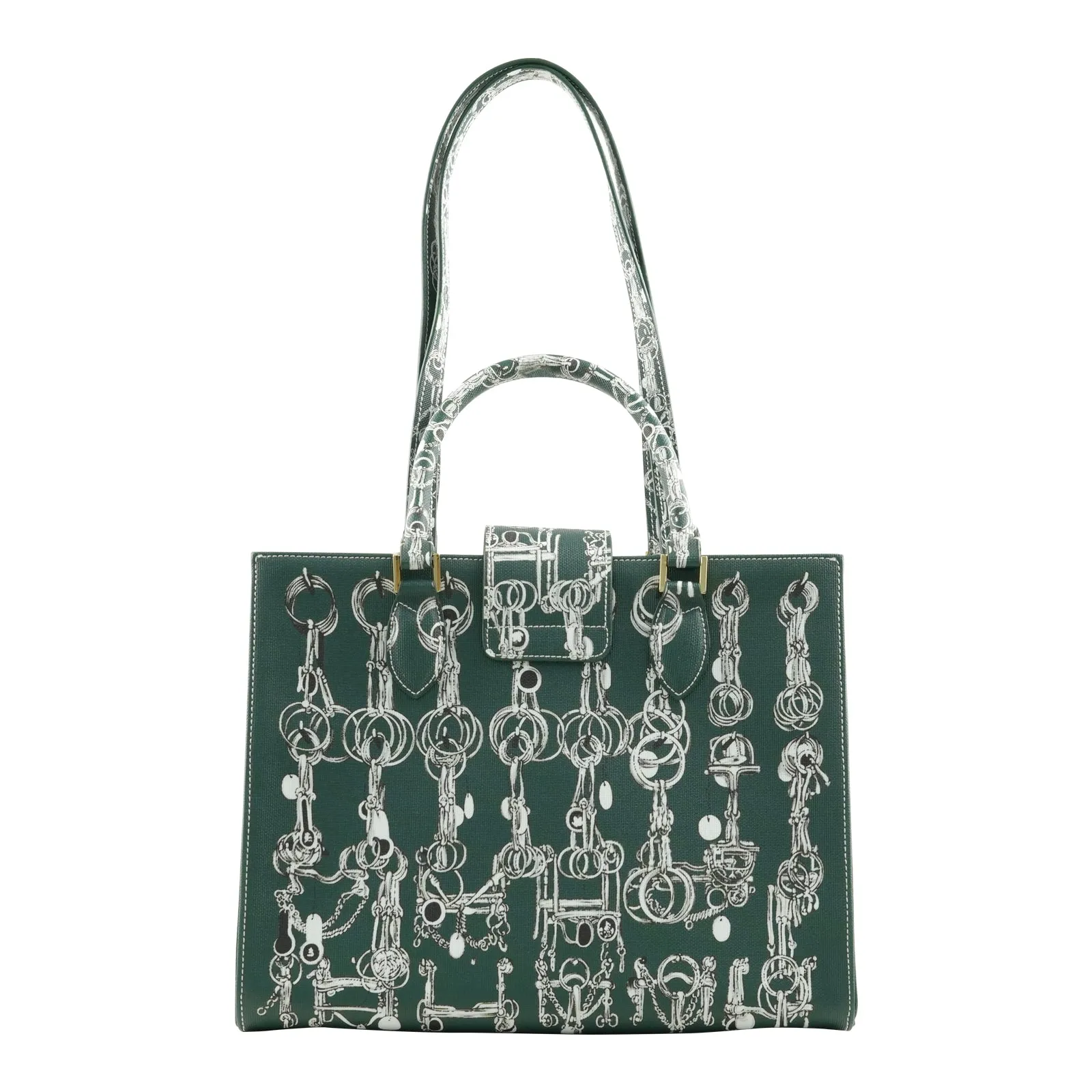 Audrey Tote_Medium_Horse Chain_Ivy Green