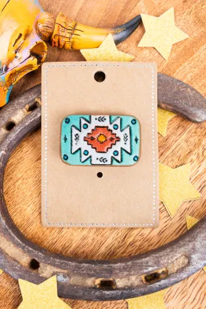 Aztec Design Faux Leather Hat Pin