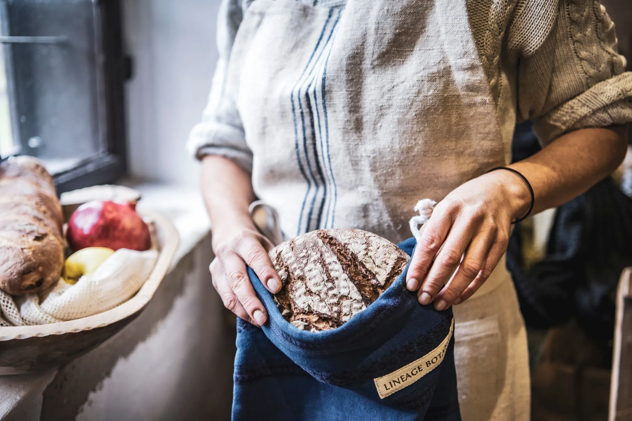 Bag: Handwoven antique and vintage hemp bread bags- BG224