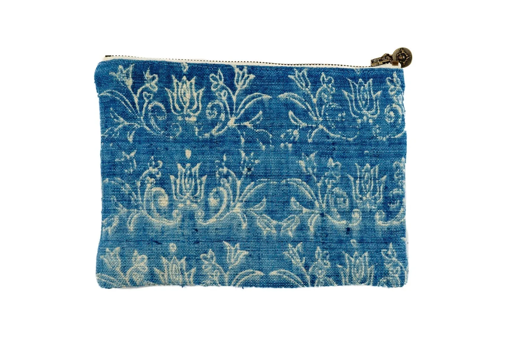 Bag: Wax resist Indigo print on antique Hungarian hemp BG176