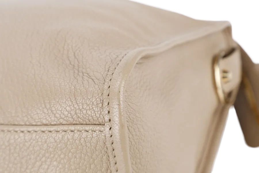 BALENCIAGA CITY BAG SMALL BEIGE LATTE LEATHER GOLD HARDWARE WITH MIRROR POCKET, STRAPS AND DUST COVER