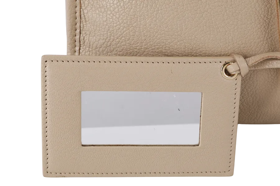 BALENCIAGA CITY BAG SMALL BEIGE LATTE LEATHER GOLD HARDWARE WITH MIRROR POCKET, STRAPS AND DUST COVER