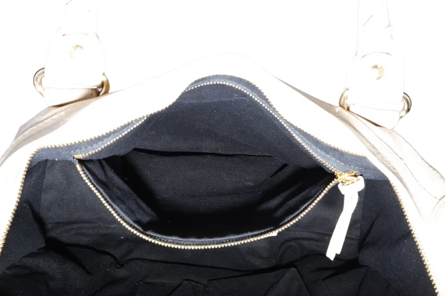 BALENCIAGA CITY BAG SMALL BEIGE LATTE LEATHER GOLD HARDWARE WITH MIRROR POCKET, STRAPS AND DUST COVER