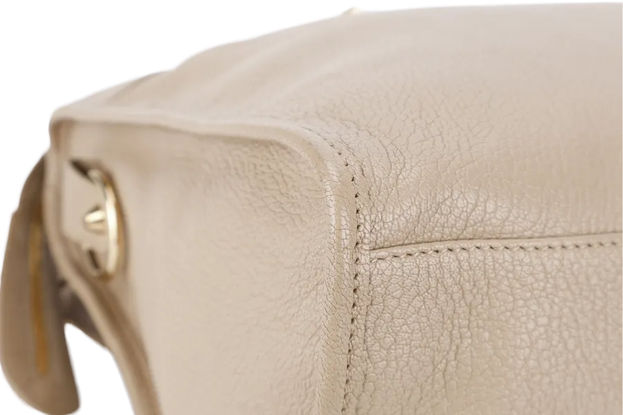 BALENCIAGA CITY BAG SMALL BEIGE LATTE LEATHER GOLD HARDWARE WITH MIRROR POCKET, STRAPS AND DUST COVER