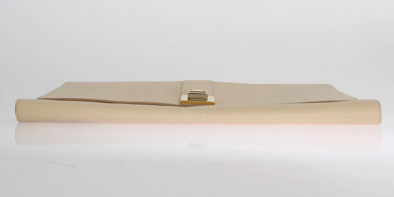 Beige Leather Organizer Folio Bag
