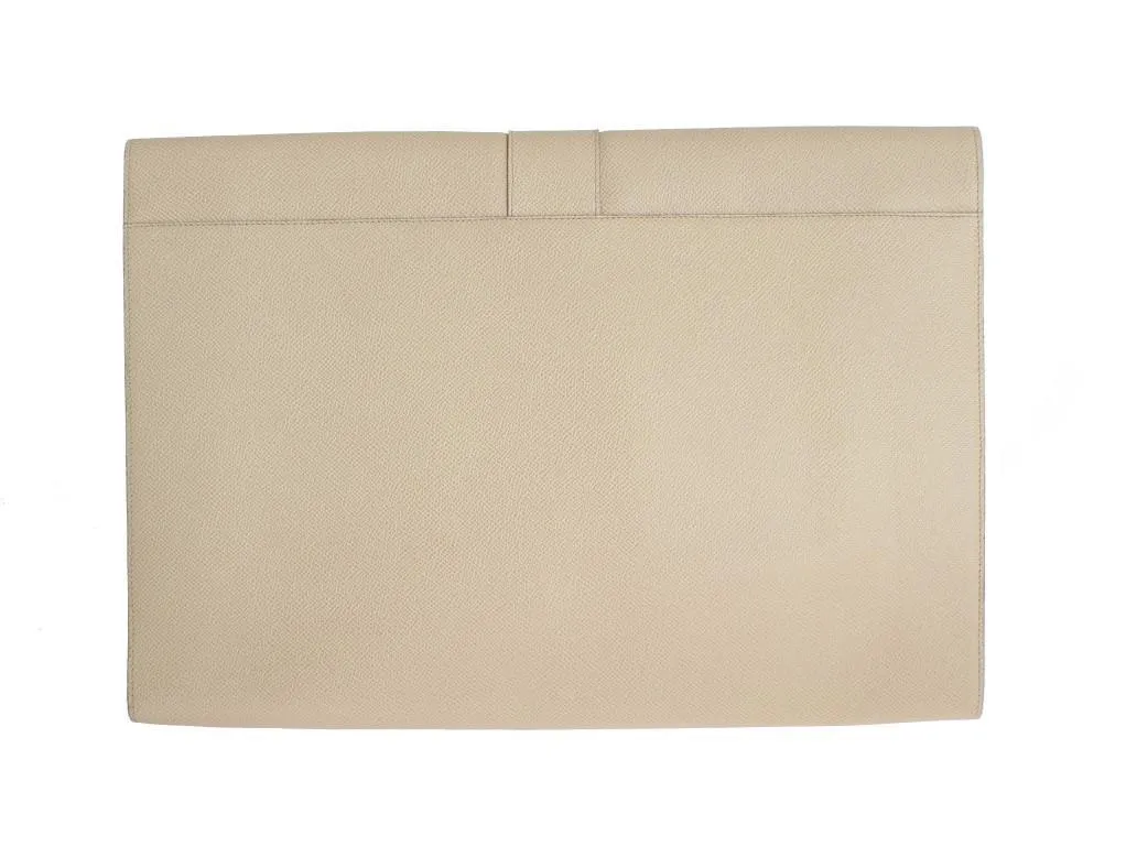 Beige Leather Organizer Folio Bag