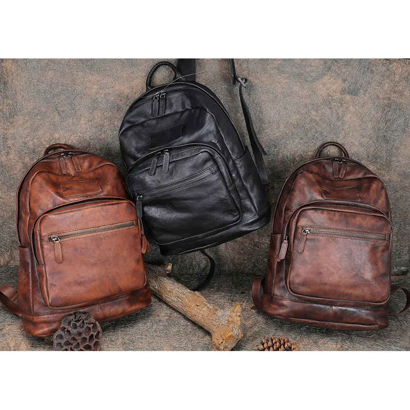 Best Brown Leather Bag Rucksack Womens Vintage 16 inches Laptop Backpack Leather School Backpack Purse