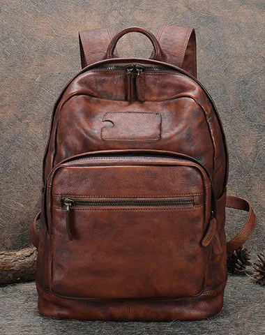 Best Brown Leather Bag Rucksack Womens Vintage 16 inches Laptop Backpack Leather School Backpack Purse