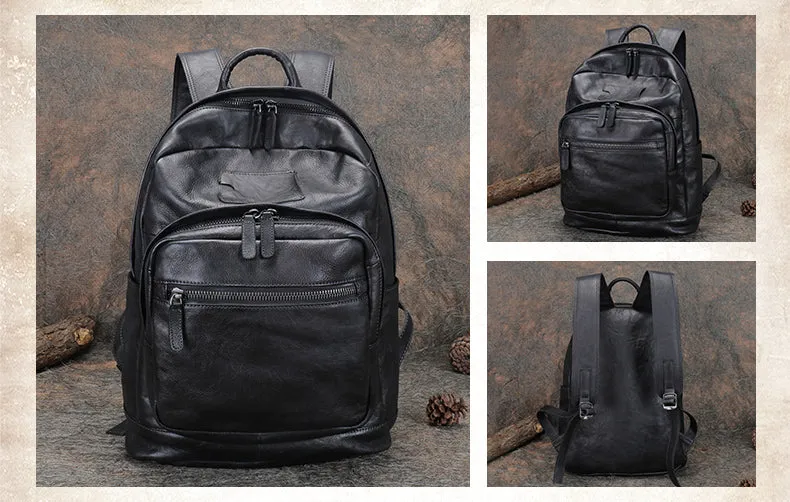 Best Brown Leather Bag Rucksack Womens Vintage 16 inches Laptop Backpack Leather School Backpack Purse