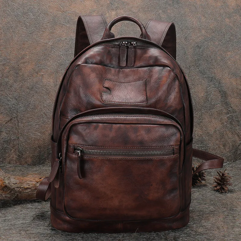 Best Brown Leather Bag Rucksack Womens Vintage 16 inches Laptop Backpack Leather School Backpack Purse