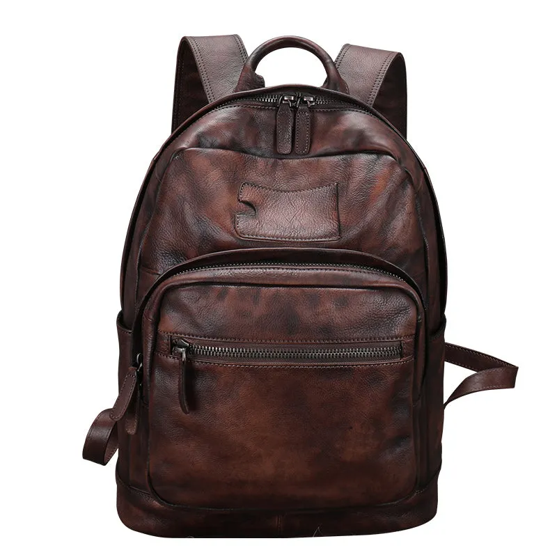 Best Brown Leather Bag Rucksack Womens Vintage 16 inches Laptop Backpack Leather School Backpack Purse