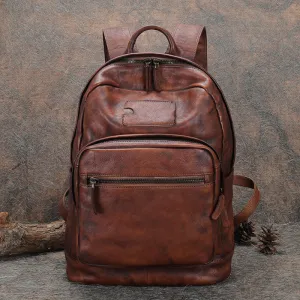 Best Brown Leather Bag Rucksack Womens Vintage 16 inches Laptop Backpack Leather School Backpack Purse
