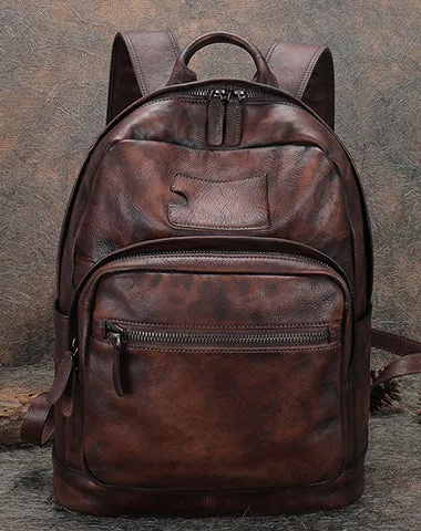 Best Brown Leather Bag Rucksack Womens Vintage 16 inches Laptop Backpack Leather School Backpack Purse